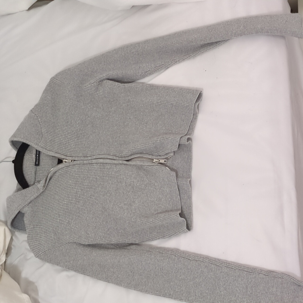 brandy Melville, Arden crop zip hoodie, gray